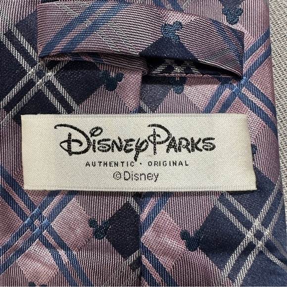 Disney Parks plaid Mickey Mouse tie, 100% silk, "hidden Mickeys", purple - Picture 5 of 7
